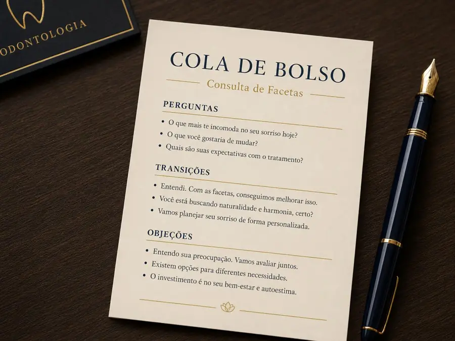 Cola de bolso impressa sobre a mesa do consultório