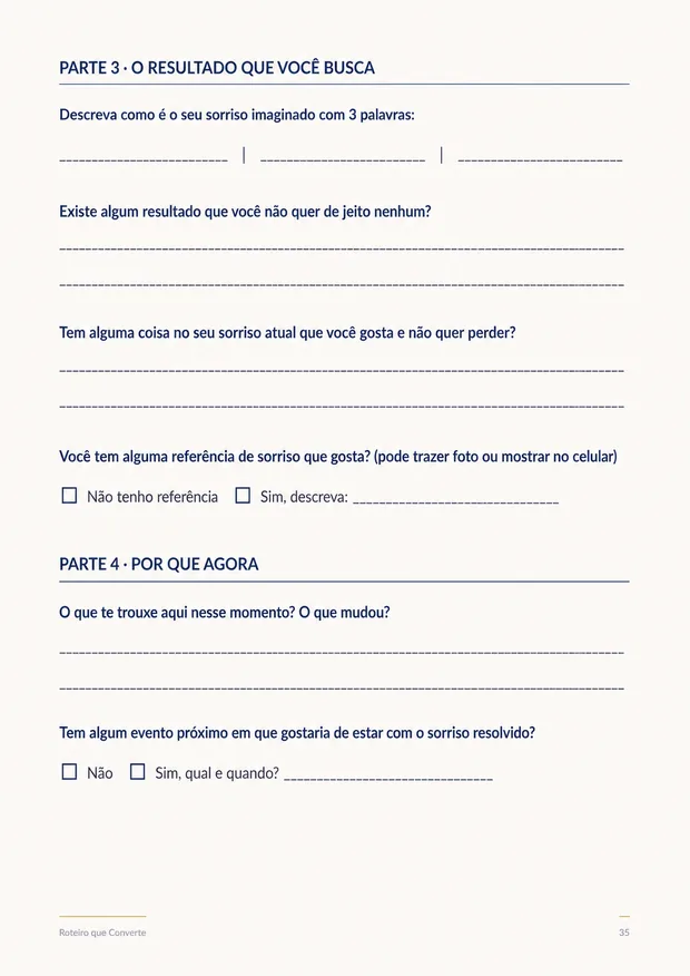 Ficha de Pré-Consulta — Parte 3, o resultado que a paciente busca